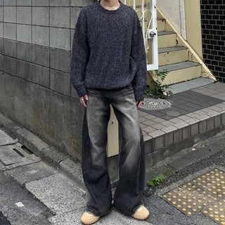 (Unisex) Melange Natural Round Knit