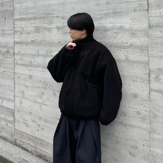 (Unisex) Boa Mock Neck Padded Blouson