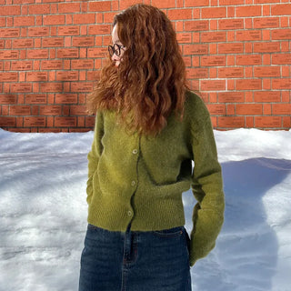 V-neck light wool cardigan