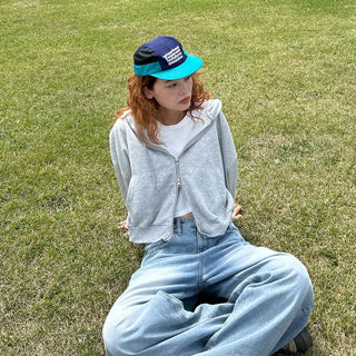 Cropped Hooded Zip-Up