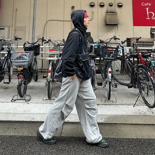 Wide-leg string sweatpants