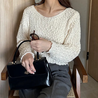 Popcorn V-neck knitwear