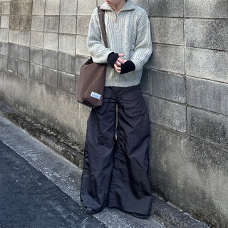 (Unisex) Winter High Neck Half-Zip Knit