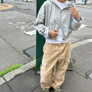 Cropped Hooded Zip-Up
