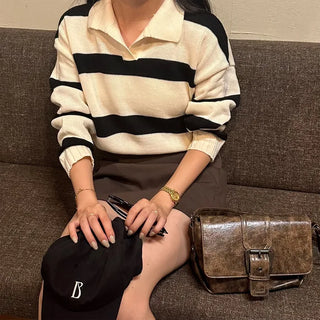 Bold striped loose-fit knit