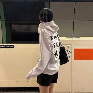 Cat back print hooded sweatshirt