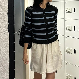 Striped Round Cardigan