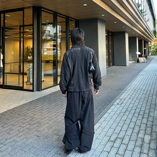 (Unisex) Wide-leg pants with back pockets