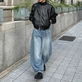 (unisex) Y2K Eyelet Eco Leather Jacket