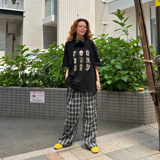 Pintuck check pants