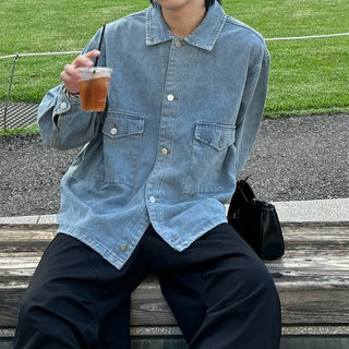 (Unisex) Out-pocket denim jacket