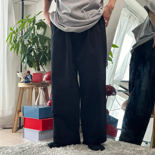 Nylon oversized wide-leg pants