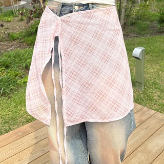 Checked layered skirt