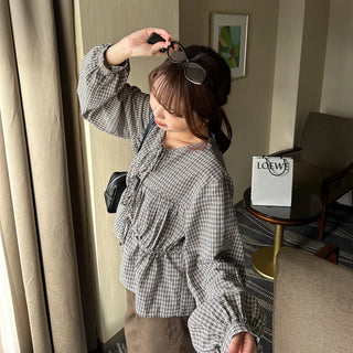 Ribbon check blouse