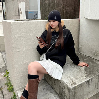 Lettering Hooded Zip-Up