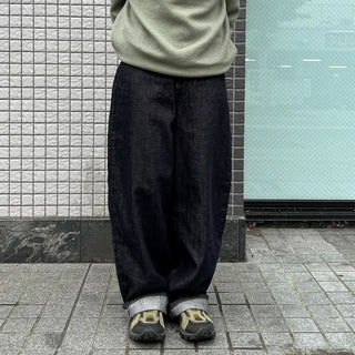 Non-washed wide-leg denim pants