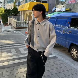 (Unisex) Button-Up Short Collar Jacket