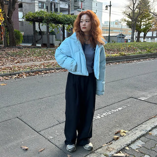 Colorful Hooded Cropped Padded Jumper