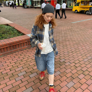 (Unisex) Casual Ombre Check Shirt