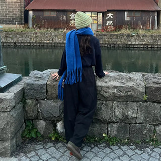 (Unisex) Plain Loop Long Scarf