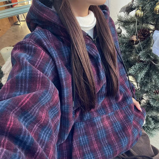 (Unisex) Lulu Check Fleece Hood