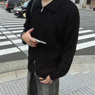 (Unisex) Double Zip-Up Fisherman Knit