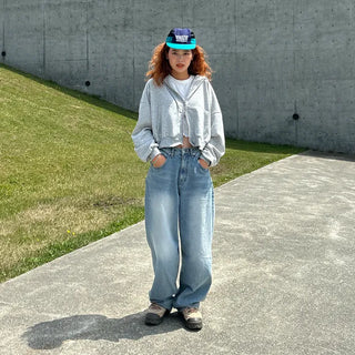 Cropped Hooded Zip-Up