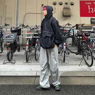 Wide-leg string sweatpants
