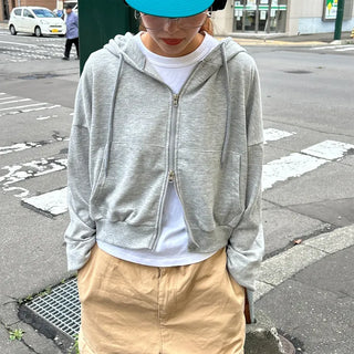 Cropped Hooded Zip-Up