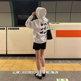 Cat back print hooded sweatshirt