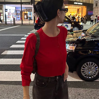Cropped round cardigan