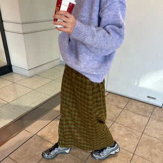 Classic check long skirt