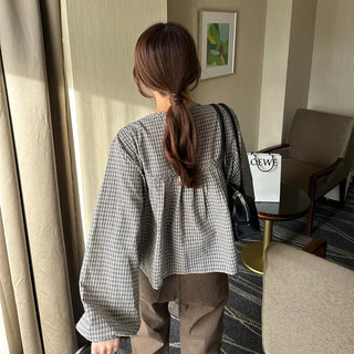 Ribbon check blouse