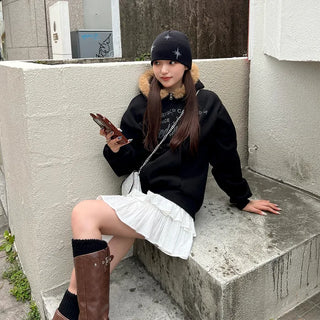 Lettering Hooded Zip-Up
