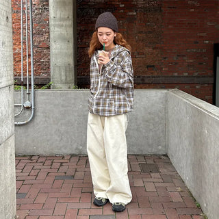 (Unisex) Check Hooded Zip-Up