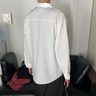 Hidden button open collar shirt