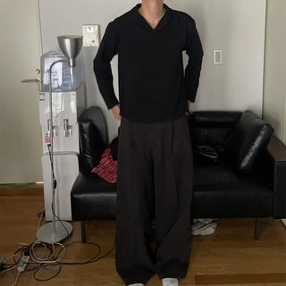 Basic open-collar T-shirt