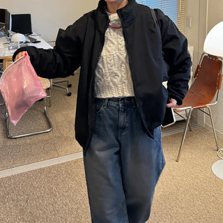 Zip-up nylon boa jacket