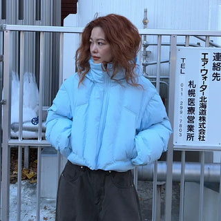 Colorful Hooded Cropped Padded Jumper