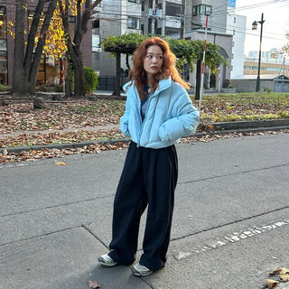 Colorful Hooded Cropped Padded Jumper