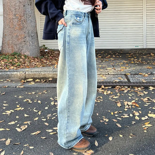 (Unisex) Vintage Wash Wide Fit Denim