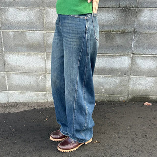 Semi-wide leg denim pants