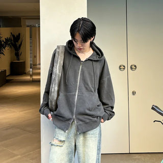 (Unisex) Pigment Line Point Hooded Zip-Up