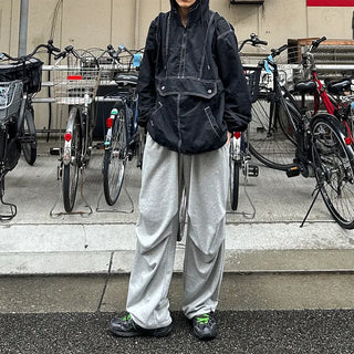 Wide-leg string sweatpants