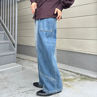 (Unisex) Pintuck Volume Side Pocket Denim