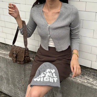 Ribbed two-button cardigan