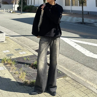 (Unisex) Vintage Black Flare Denim