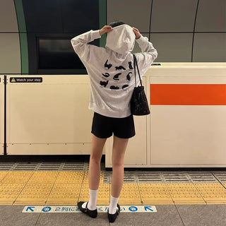Cat back print hooded sweatshirt