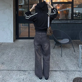 Two-line cropped zip hoodie