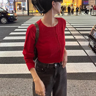 Cropped round cardigan